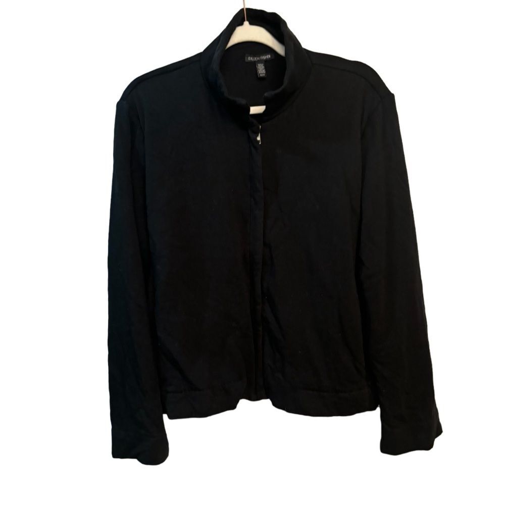 Eileen Fisher Full Zip Soft Black Jacket Sz XS